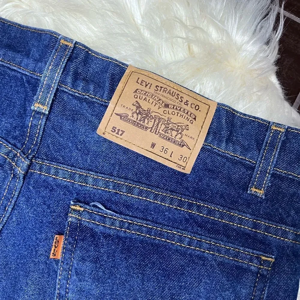 Levi’s 517 vintage Made in USA  Orange Tab blue jeans sz 36X30